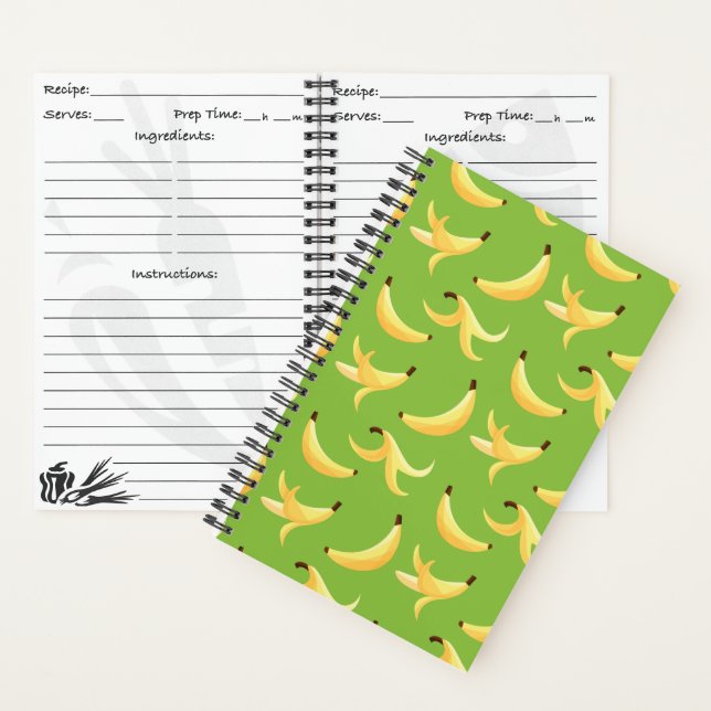 Funny Banana Party pattern colourful - editable Notebook (Inside)