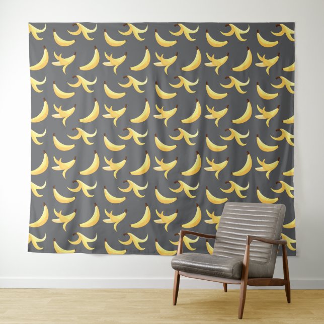 Funny Banana Party pattern colourful - editable Tapestry (In Situ (Horizontal))