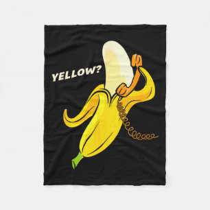 Funny Banana Phone - Yellow_ Hello_  Fleece Blanket