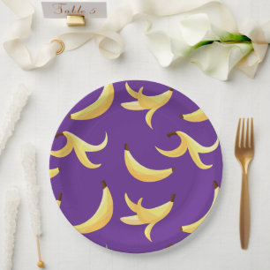 Funny Banana Pun Party pattern colourful - editabl Paper Plate