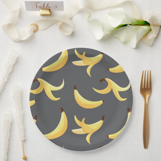 Funny Banana Pun Party pattern colourful - editabl Paper Plate (Wedding)