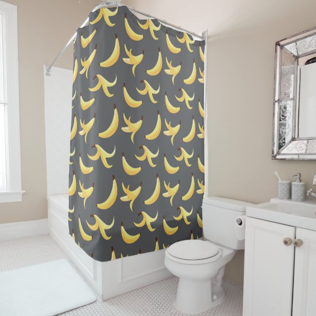 Funny Banana Pun Party pattern colourful - editabl Shower Curtain (In Situ)