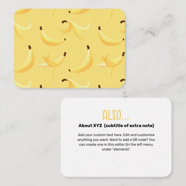Funny Banana Pun Party pattern favours - editable Enclosure Card (Front/Back)