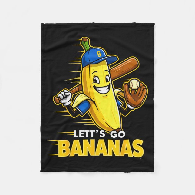 Funny Banana Shirts Gift Fruit Lovers Boys Lets Go Fleece Blanket (Front)
