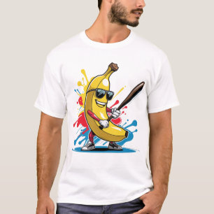 Funny Banana Swinging Baseball Funny Drip Mascot T-Shirt