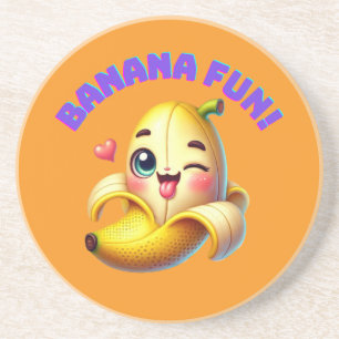 Funny Banana Winking Design for Fun and Playful Gi Coaster