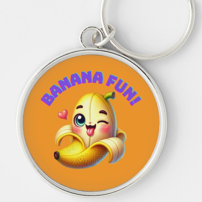 Funny Banana Winking Design for Fun and Playful Gi Key Ring (Front)