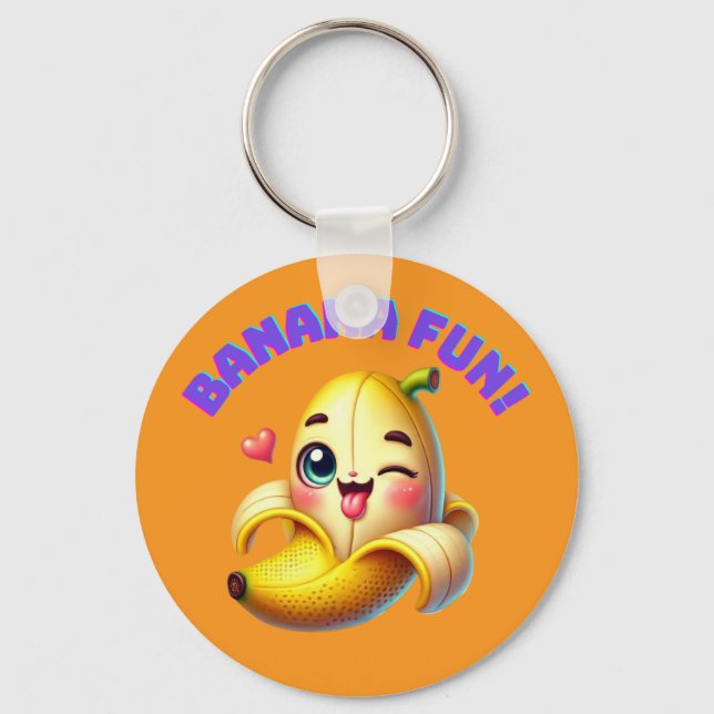 Funny Banana Winking Design for Fun and Playful Gi Key Ring (Front)