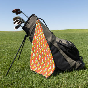 Funny Bananas On Orange Golf Towel