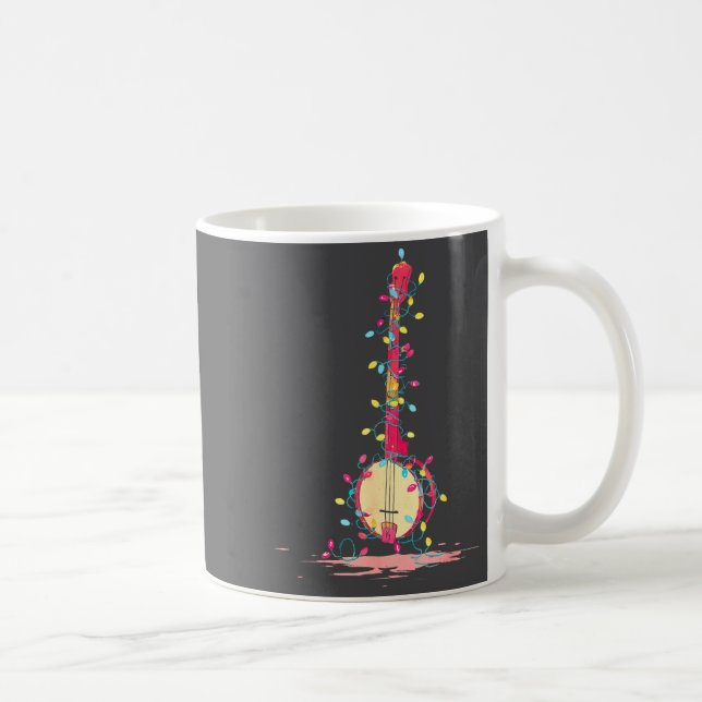 Funny Banjo Christmas Graphics Lights Lover Player Coffee Mug (Right)
