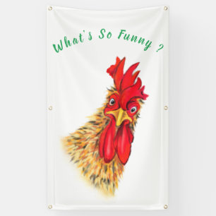 Funny Banner with Surprised Rooster - Custom Text