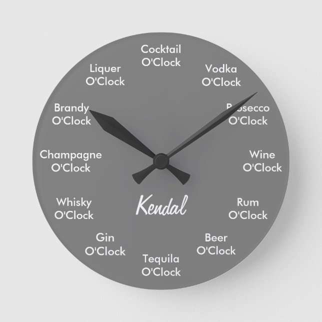 Funny Bar Alcohol Clock Personalised Grey (Front)