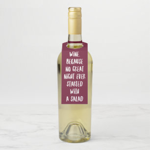 Funny Bar Quote Wine Bottle Tag