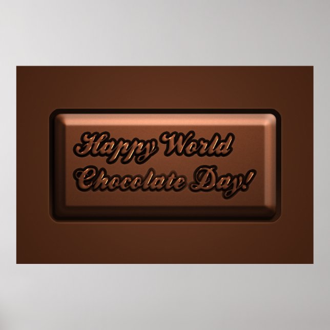 Funny Bar Text Happy World Chocolate Day Poster (Front)