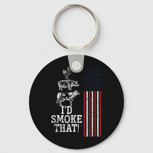 Funny Barbecue Chef Gift Us Flag Bbq  Key Ring