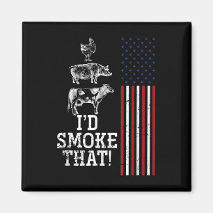 Funny Barbecue Chef Gift Us Flag Bbq Magnet