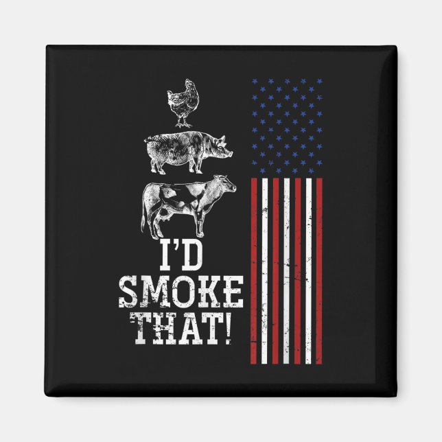 Funny Barbecue Chef Gift Us Flag Bbq  Magnet (Front)