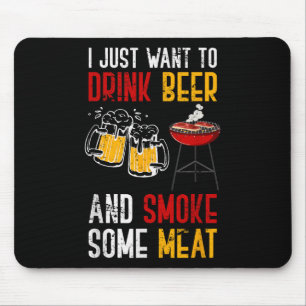 Funny Barbecue Chef Smoked Meat Beer Drinking Gift Mouse Pad