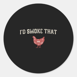 Funny Barbecue Chicken Graphic Women Men Meat Smok Classic Round Sticker