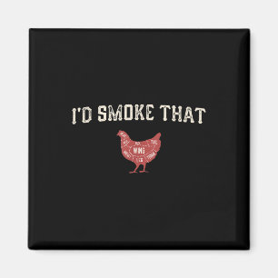 Funny Barbecue Chicken Graphic Women Men Meat Smok Magnet