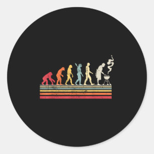 Funny Barbecue Grill Dad Evolution Man Vintage Ret Classic Round Sticker