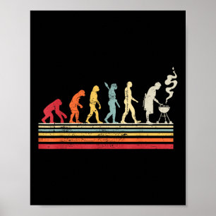 Funny Barbecue Grill Dad Evolution Man Vintage Ret Poster