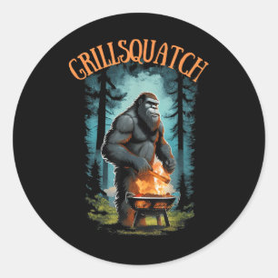 Funny Barbecue Griller Shirt - Bigfoot Grilling Sa Classic Round Sticker