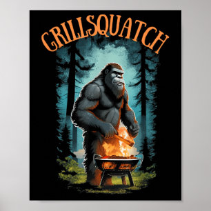 Funny Barbecue Griller Shirt - Bigfoot Grilling Sa Poster