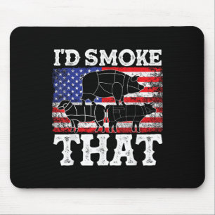 Funny Barbecue Id Smoke That Patriotic Grillmaster Mouse Pad