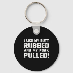 Funny Barbecue Pork Pulling Bbq Rubbing Barbecuing Key Ring