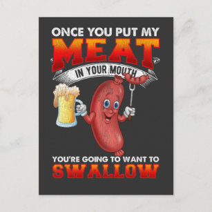 Funny Barbecue Sausage for Meat lover BBQ Postcard