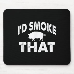Funny Barbecue Tee Id Smoke That Pig Bbq Novelty Mouse Pad