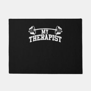 Funny Barbell Design For Men Women Weight Lifting Doormat