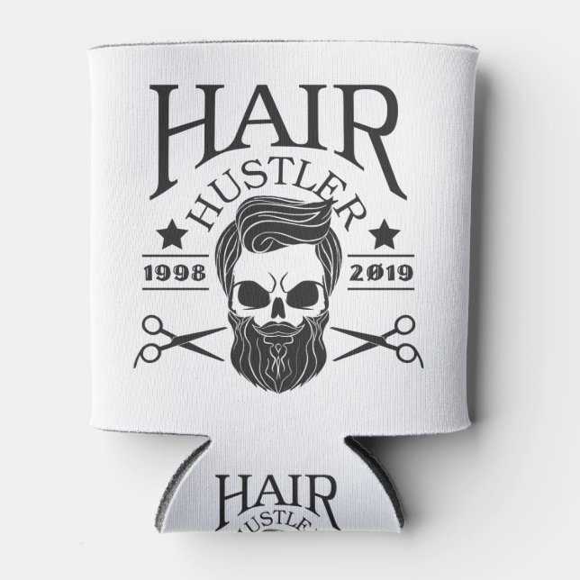 Funny Barber Beard Hair Hustler 2019 Gift Can Cooler (Front)