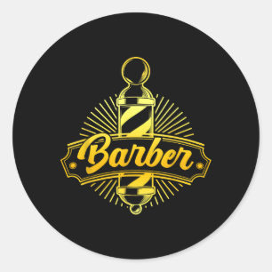Funny Barbering Logo Barbershop Barber School Grad Classic Round Sticker