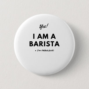 Funny Barista Coffee Lover Black and White Cute 6 Cm Round Badge