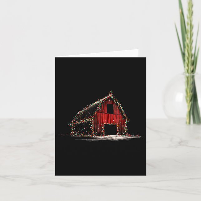 Funny Barn Christmas Graphics Lights Lover Farm Fa Card (Front)