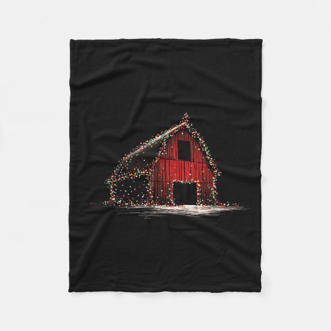 Funny Barn Christmas Graphics Lights Lover Farm Fa Fleece Blanket (Front)