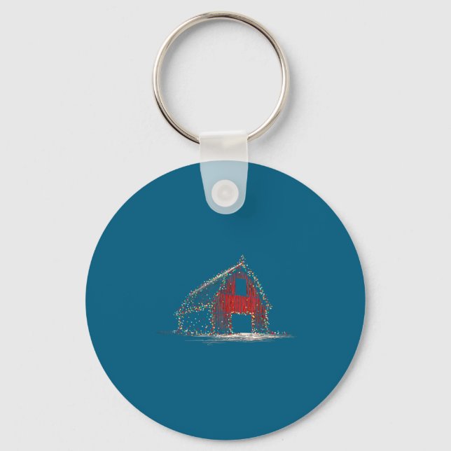 Funny Barn Christmas Graphics Lights Lover Farm Fa Key Ring (Front)