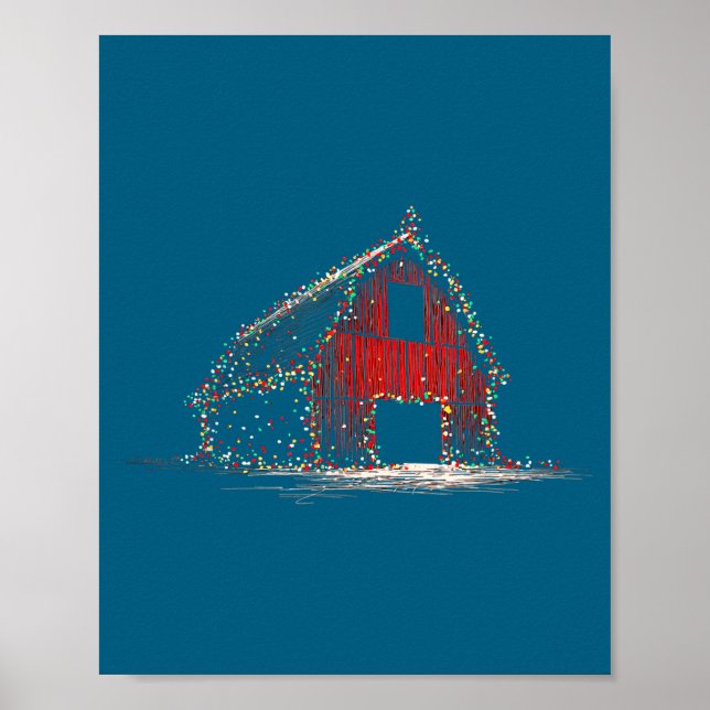 Funny Barn Christmas Graphics Lights Lover Farm Fa Poster (Front)