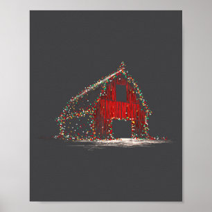 Funny Barn Christmas Graphics Lights Lover Farm Fa Poster