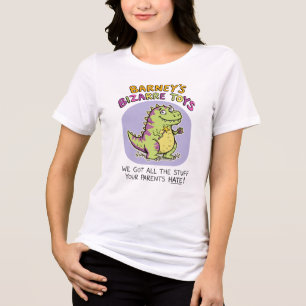 Funny Barney's Bizarre Toys Retro Dinosaur Parody  Tri-Blend Shirt