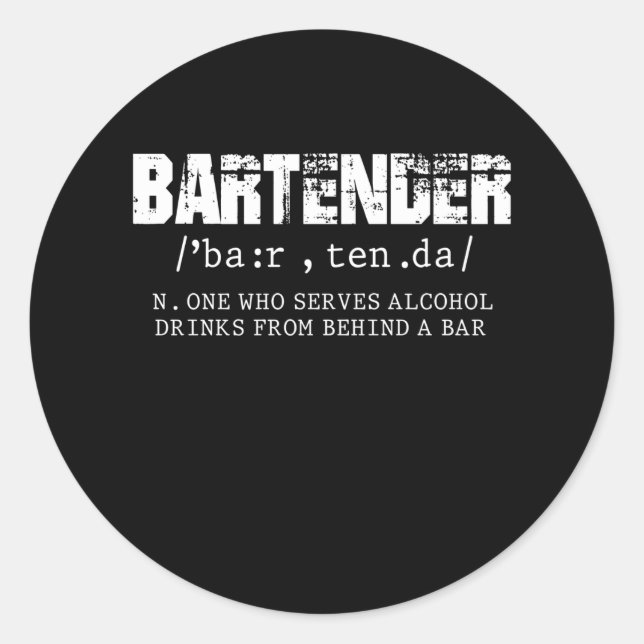 Funny Bartender Alcohol Mixer Barkeeper Jokes Classic Round Sticker (Front)
