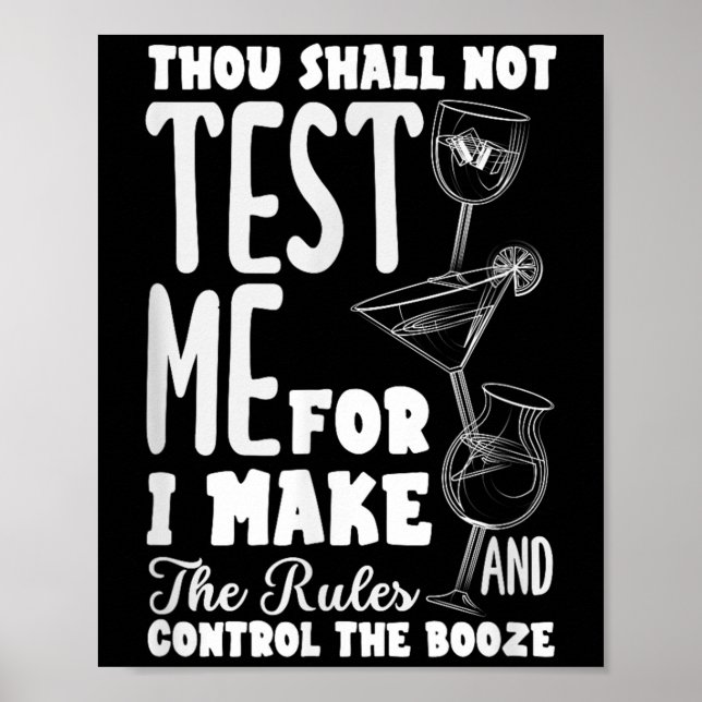 Funny Bartender Thou Shall Not Test Me Quote  Poster (Front)
