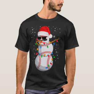 Funny Baseball Ball Santa Hat Dabbing Xmas Pyjamas T-Shirt