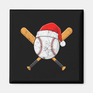 Funny Baseball Ball Santa Hat Xmas Pajamas Players Magnet