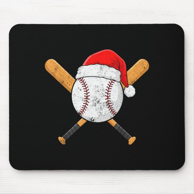 Funny Baseball Ball Santa Hat Xmas Pajamas Players Mouse Pad (Front)