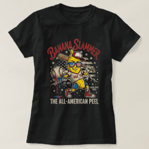 Funny Baseball Banana T-Shirt Vintage Patriotic US