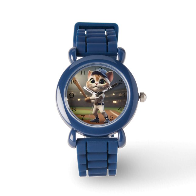 Funny Baseball Cat, Watch (Front)