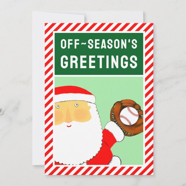 Funny Baseball Christmas Holiday Card (Front)